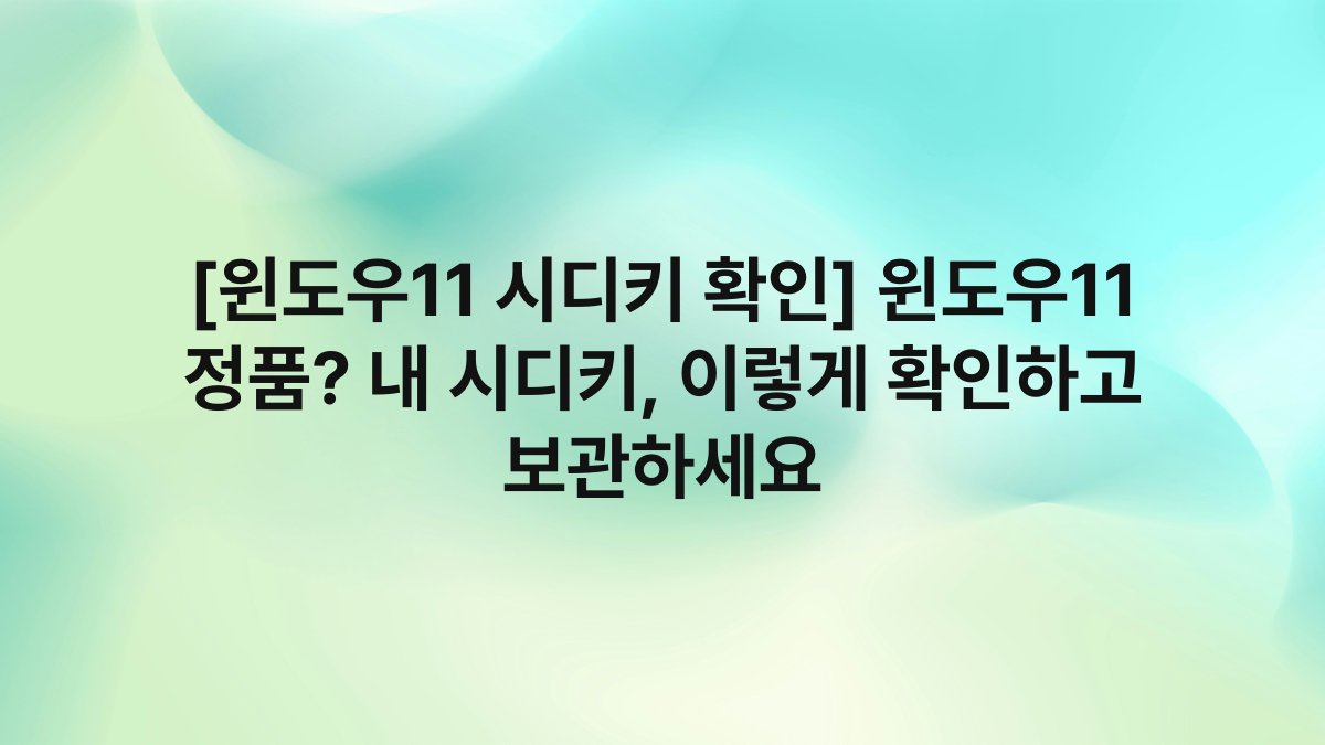 [윈도우11 시디키 확인] 윈도우11 정품? 내 시디키, 이렇게 확인하고 보관하세요