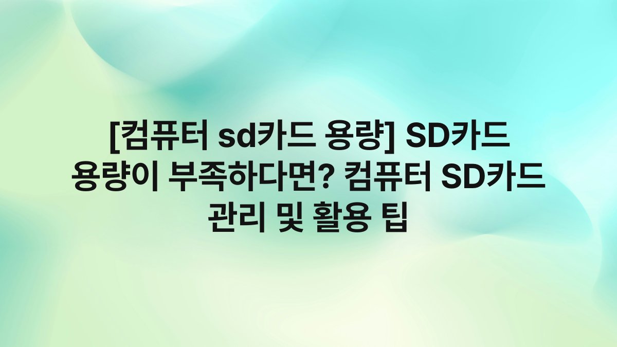 [컴퓨터 sd카드 용량] SD카드 용량이 부족하다면? 컴퓨터 SD카드 관리 및 활용 팁