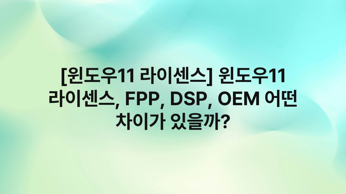 [윈도우11 라이센스] 윈도우11 라이센스, FPP, DSP, OEM 어떤 차이가 있을까?