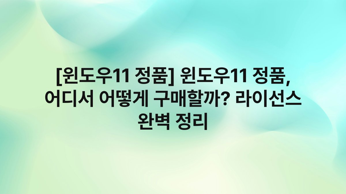 [윈도우11 정품] 윈도우11 정품, 어디서 어떻게 구매할까? 라이선스 완벽 정리