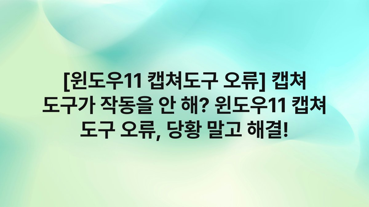 [윈도우11 캡쳐도구 오류] 캡쳐 도구가 작동을 안 해? 윈도우11 캡쳐 도구 오류, 당황 말고 해결!