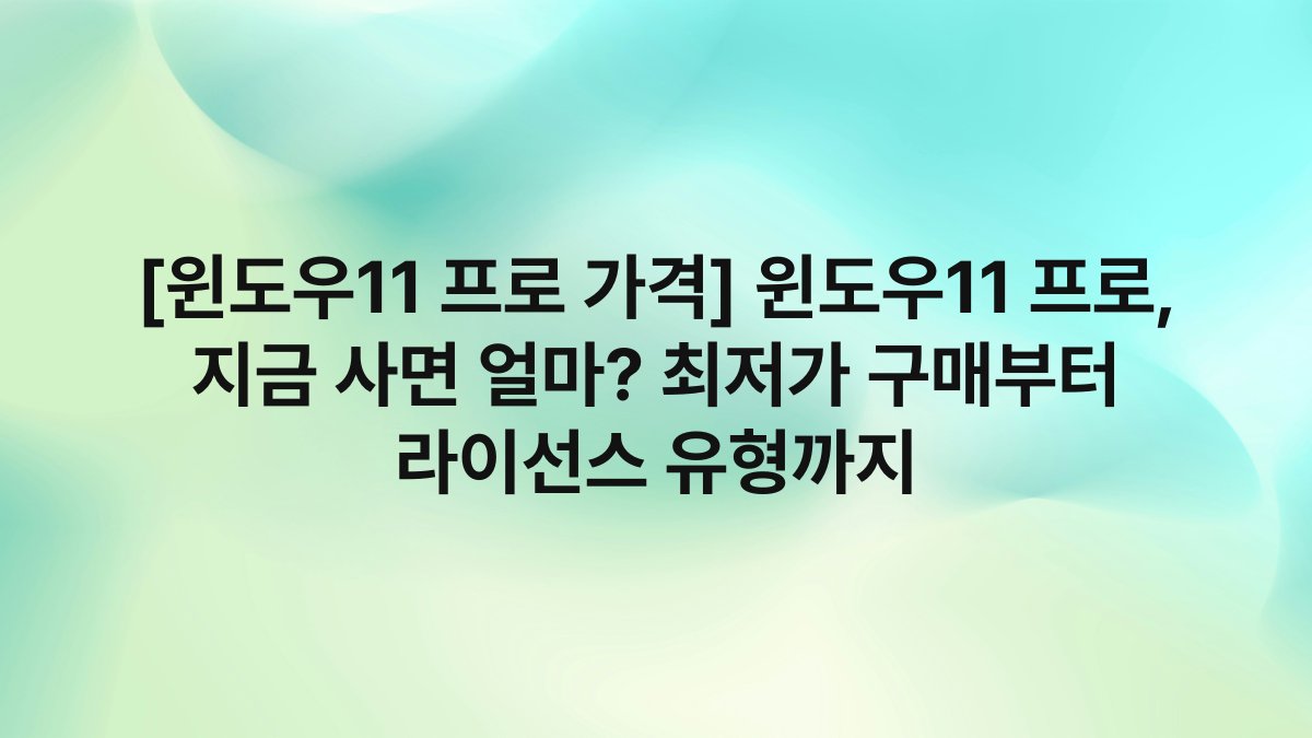 [윈도우11 프로 가격] 윈도우11 프로, 지금 사면 얼마? 최저가 구매부터 라이선스 유형까지