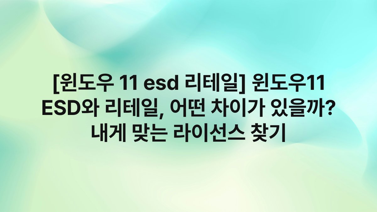 [윈도우 11 esd 리테일] 윈도우11 ESD와 리테일, 어떤 차이가 있을까? 내게 맞는 라이선스 찾기